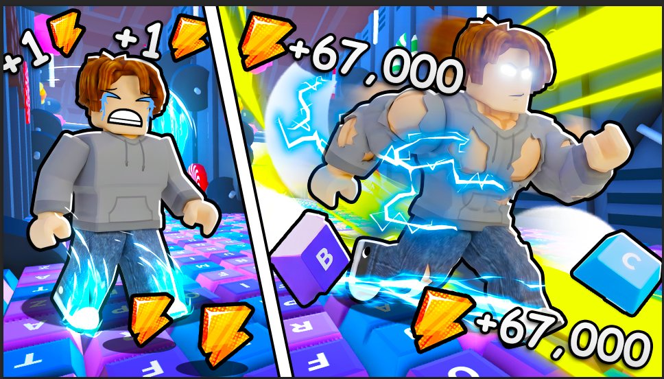 Cartoony thumbnail — typing simulator
